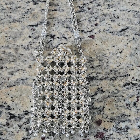 STATEMENT DECO CLARA KASAVINA STUDIO VICTORIAN METAL CRYSTAL EVENING BAG CLUTCH - Picture 1 of 16